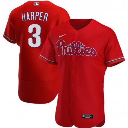 Men's Philadelphia Phillies #3 Bryce Harper Red Flex Base Stitched Jersey
