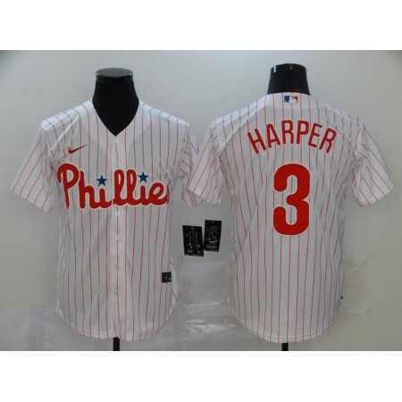 Men's Philadelphia Phillies #3 Bryce Harper White Cool Base Stitched MLB Jersey
