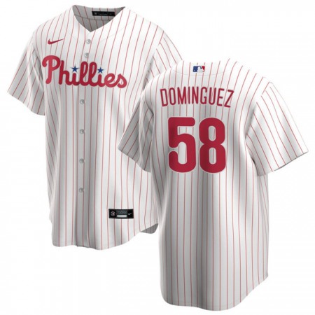 Men's Philadelphia Phillies #58 Seranthony Dominguez White Cool Base Stitched Baseball Jersey