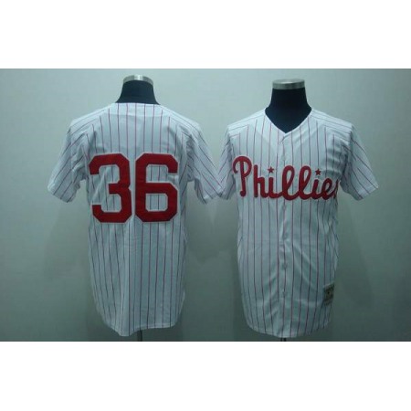 Mitchell and Ness Phillies #36 Robin Roberts Stitched White Red Strip MLB Jersey