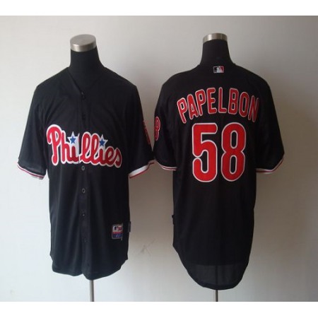 Phillies #58 Jonathan Papelbon Black Cool Base Stitched MLB Jersey