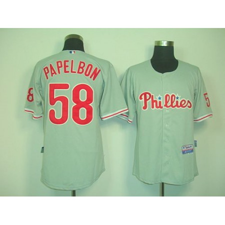 Phillies #58 Jonathan Papelbon Grey Cool Base Stitched MLB Jersey