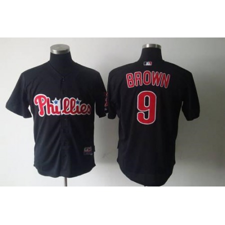 Phillies #9 Domoic Brown Black Stitched MLB Jersey