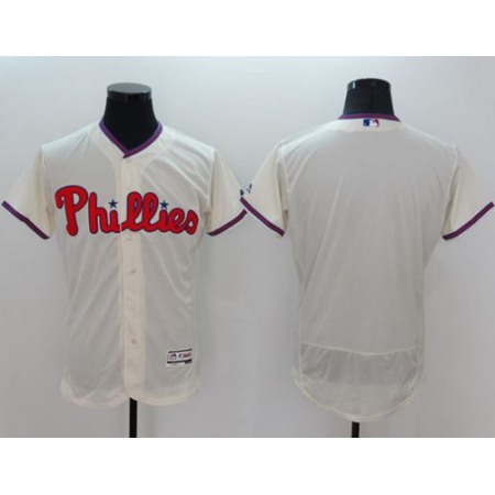Phillies Blank Cream Flexbase Authentic Collection Stitched MLB Jersey
