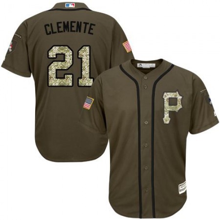 Pirates #21 Roberto Clemente Green Salute to Service Stitched MLB Jersey
