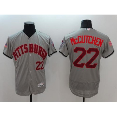 Pirates #22 Andrew McCutchen Grey Fashion Stars & Stripes Flexbase Authentic Stitched MLB Jersey