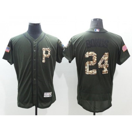 Pirates #24 Barry Bonds Green Flexbase Authentic Collection Salute to Service Stitched MLB Jersey