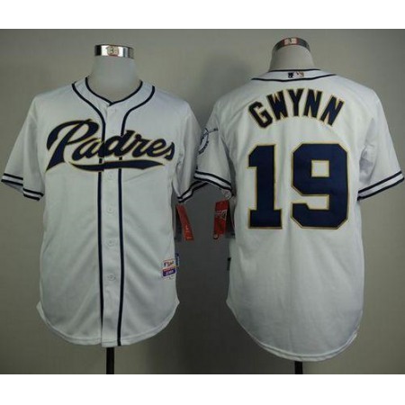 Padres #19 Tony Gwynn White Home Cool Base Stitched MLB Jersey