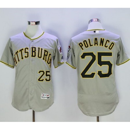 Pirates #25 Gregory Polanco Grey Flexbase Authentic Collection Stitched MLB Jersey
