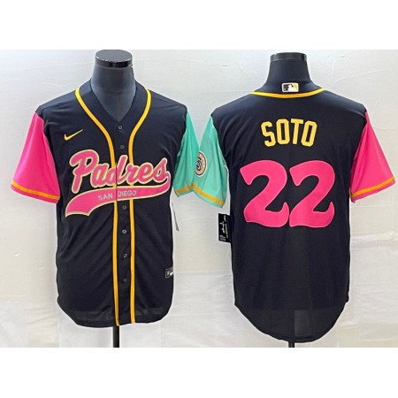 Men's San Diego Padres #22 Juan Soto Black Cool Base Stitched Baseball Jersey