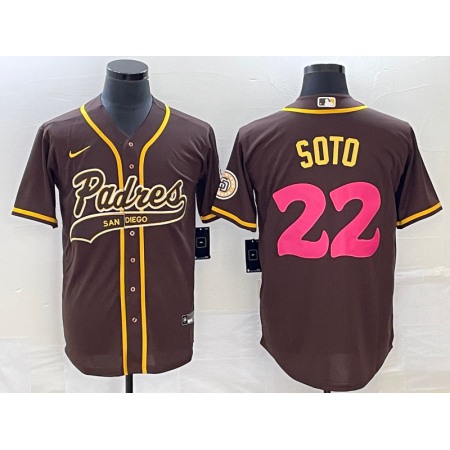 Men's San Diego Padres #22 Juan Soto Brown Cool Base Stitched Baseball Jersey