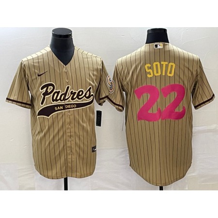 Men's San Diego Padres #22 Juan Soto Tan Cool Base Stitched Baseball Jersey