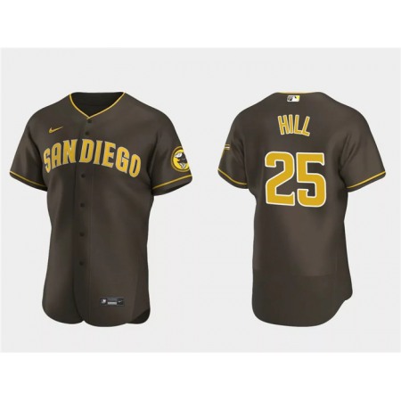 Men's San Diego Padres #25 Tim Hill Brown Flex Base Stitched Baseball Jersey