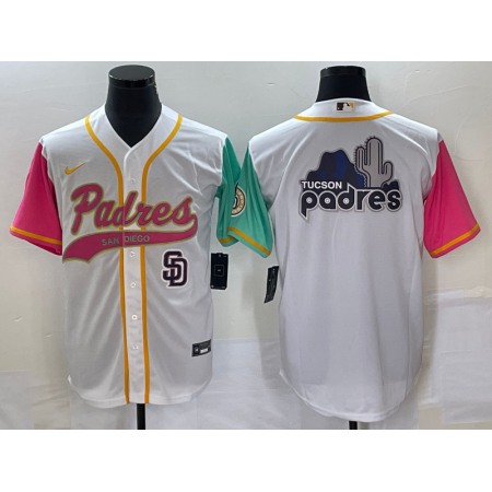 Men's San Diego Padres White Team Big Logo City Connect Cool Base With Patch Stitched Baseball Jersey