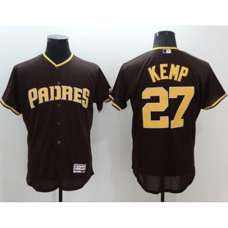 Padres #27 Matt Kemp Brown Flexbase Authentic Collection Stitched MLB Jersey