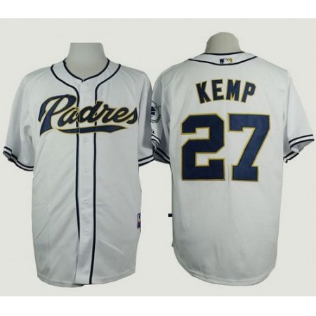 Padres #27 Matt Kemp White Cool Base Stitched MLB Jersey