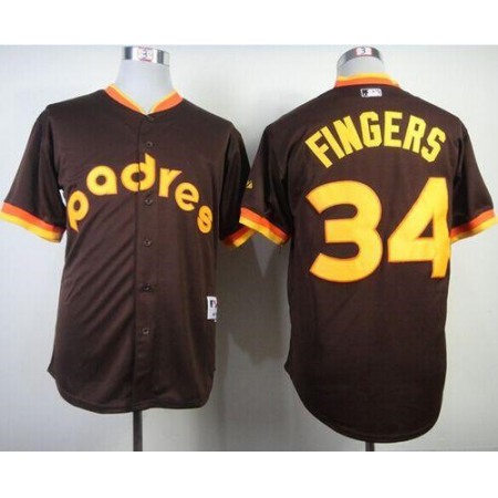 Padres #34 Rollie Fingers Coffee 1984 Turn Back The Clock Stitched MLB Jersey