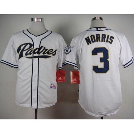 Padres #3 Derek Norris White Cool Base Stitched MLB Jersey