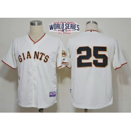Giants #25 Barry Bonds Cream Cool Base W/2014 World Series Patch Stitched MLB Jersey