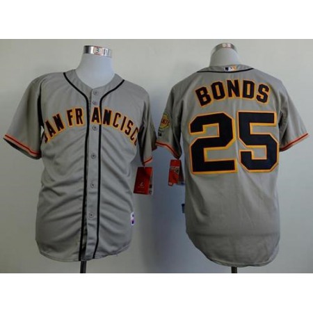 Giants #25 Barry Bonds Grey Road Cool Base Stitched MLB Jersey
