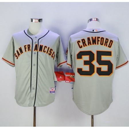 Giants #35 Brandon Crawford Grey Cool Base Road Stitched MLB Jersey