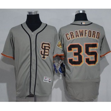 Giants #35 Brandon Crawford Grey Flexbase Authentic Collection Road 2 Stitched MLB jerseys