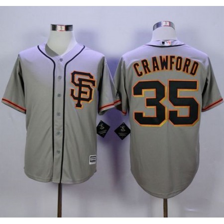 Giants #35 Brandon Crawford Grey Road 2 New Cool Base Stitched MLB Jersey