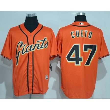 Giants #47 Johnny Cueto Orange New Cool Base Alternate Stitched MLB Jersey