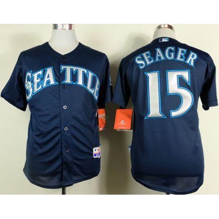 Mariners #15 Kyle Seager Navy Blue Cool Base Stitched MLB Jersey