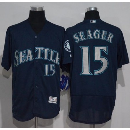 Mariners #15 Kyle Seager Navy Blue Flexbase Authentic Collection Stitched MLB Jersey