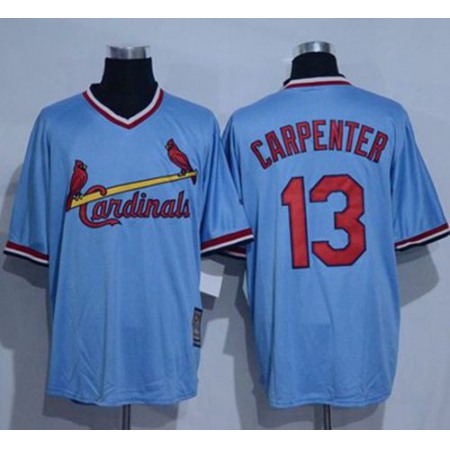 Cardinals #13 Matt Carpenter Blue Cooperstown Throwback Stitched MLB Jersey