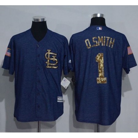 Cardinals #1 Ozzie Smith Denim Blue Salute to Service Stitched MLB Jersey