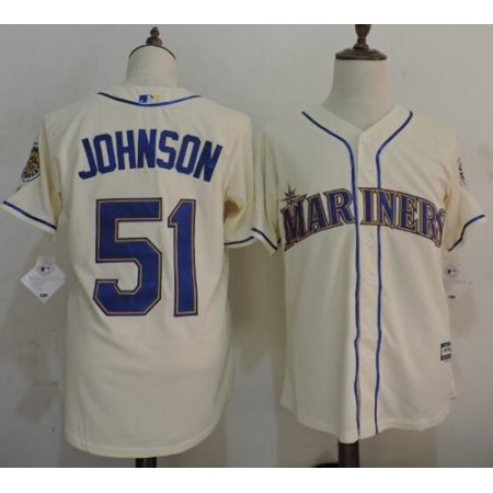 Mariners #51 Randy Johnson Cream New Cool Base Stitched MLB Jersey
