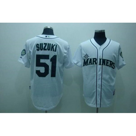 Mariners #51 ichiro Suzuki Stitched White MLB Jersey