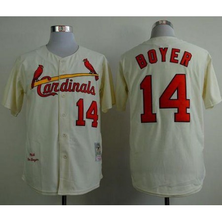 Mitchell And Ness 1964 Cardinals #14 Ken Boyer Cream Stitched MLB Jersey