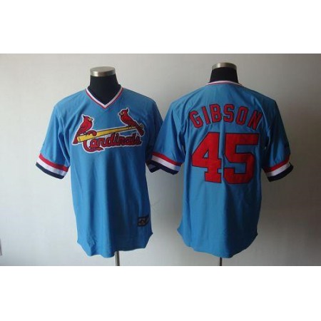 Cardinals #45 Bob Gibson Blue Cooperstown Throwback Stitched MLB Jersey