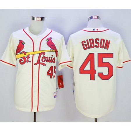 Cardinals #45 Bob Gibson Cream Cool Base Stitched MLB Jersey