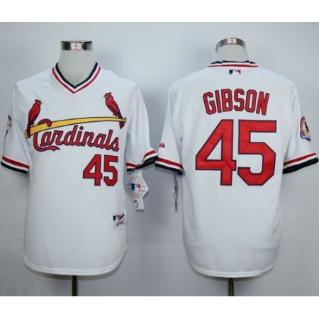 Cardinals #45 Bob Gibson White 1982 Turn Back The Clock Stitched MLB Jersey