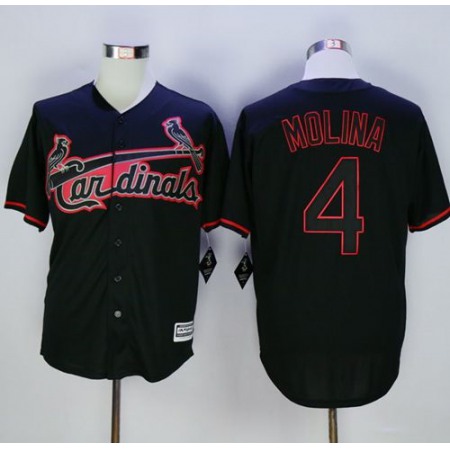 Cardinals #4 Yadier Molina Black New Cool Base Fashion Stitched MLB Jersey