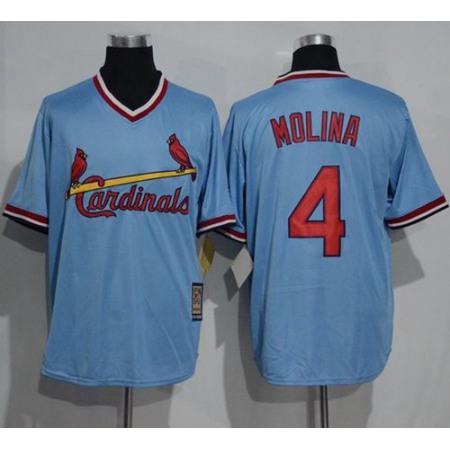 Cardinals #4 Yadier Molina Blue Cooperstown Throwback Stitched MLB Jersey