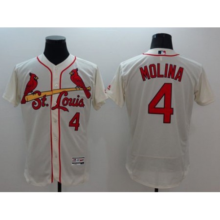 Cardinals #4 Yadier Molina Cream Flexbase Authentic Collection Stitched MLB Jersey