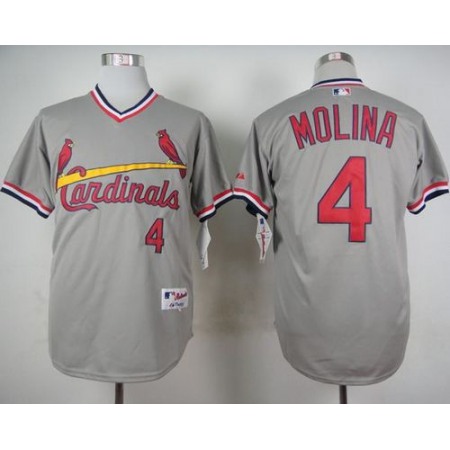 Cardinals #4 Yadier Molina Grey 1978 Turn Back The Clock Stitched MLB Jersey