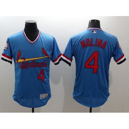 Cardinals #4 Yadier Molina Light Blue Flexbase Authentic Collection Cooperstown Stitched MLB Jersey