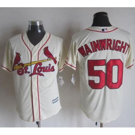 Cardinals #50 Adam Wainwright Cream New Cool Base Stitched MLB Jersey