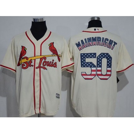 Cardinals #50 Adam Wainwright Cream USA Flag Fashion Stitched MLB Jersey