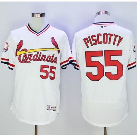 Cardinals #55 Stephen Piscotty White Flexbase Authentic Collection Cooperstown Stitched MLB Jersey