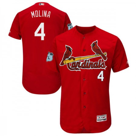 Men's St. Louis Cardinals #4 Yadier Molina Majestic Red 2017 Spring Training Authentic Flex Base Player Stitched MLB Jersey