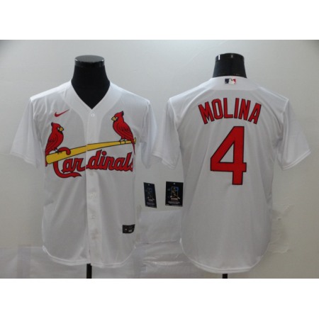 Men's St. Louis Cardinals #4 Yadier Molina White Cool Base Stitched MLB Jersey