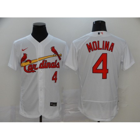 Men's St. Louis Cardinals #4 Yadier Molina White Flex Base Stitched MLB Jersey