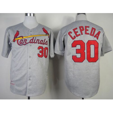 Mitchell And Ness 1967 Cardinals #30 Orlando CePena Grey Throwback Stitched MLB Jersey